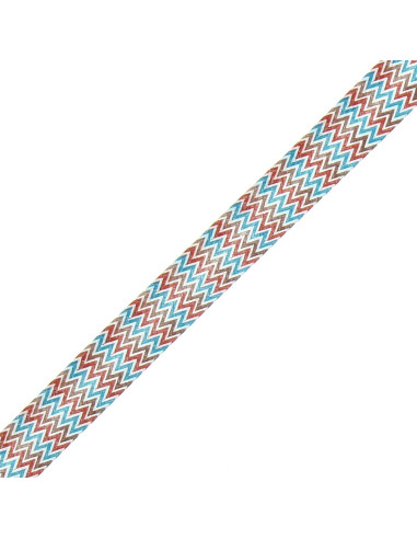 Biais motif chevron - Marron, camel et bleu
