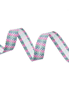 Biais motif chevron - Rose, kaki et bleu