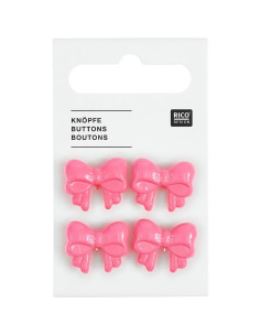 Carte de 4 boutons nœuds - Rose 18 x 15 mm