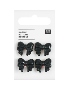 Carte de 4 boutons nœuds - Noir 18 x 15 mm