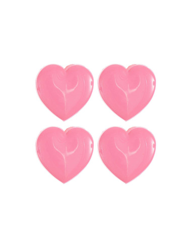 Carte de 4 boutons cœurs - Rose 15 x 15 mm