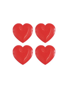 Carte de 4 boutons cœurs - Rouge 15 x 15 mm 2