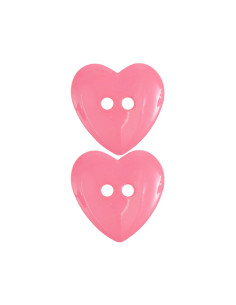 Carte de 2 boutons cœurs - Rose 22 x 22 mm 2
