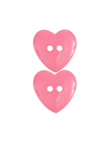 Carte de 2 boutons cœurs - Rose 22 x 22 mm