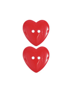 Carte de 2 boutons cœurs - Rouge 22 x 22 mm 2