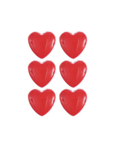 Carte de 6 boutons cœurs - Rouge 11 x 11 mm 2