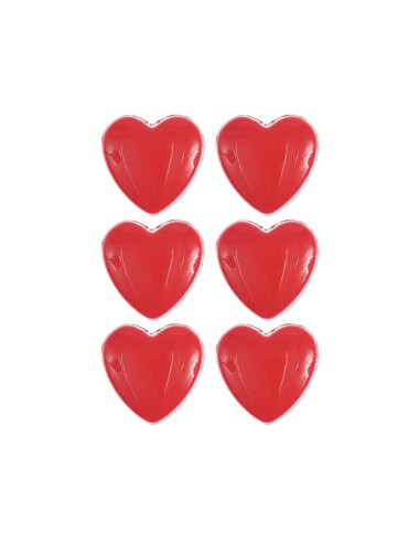 Carte de 6 boutons cœurs - Rouge 11 x 11 mm