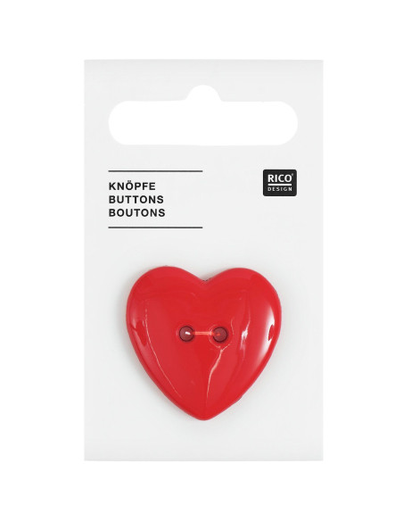 Carte de 1 bouton cœurs - Rouge 29 x 29 mm