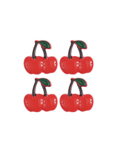 Carte de 4 boutons cerises - Rouge 17 x 17 mm 2