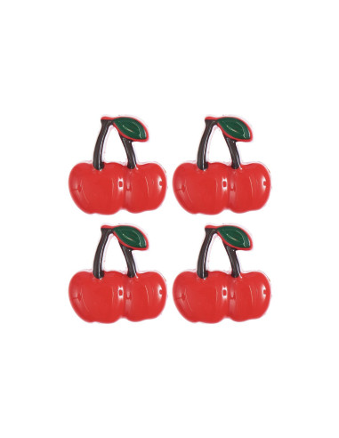 Carte de 4 boutons cerises - Rouge 17 x 17 mm