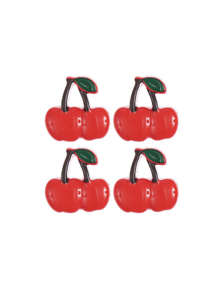 Carte de 4 boutons cerises - Rouge 17 x 17 mm