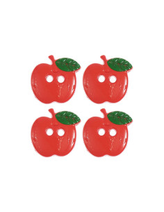 Carte de 4 boutons pommes - Rouge 15 x 16 mm 2