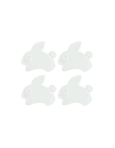 Carte de 4 boutons lapins - Blanc 15 x 13 mm