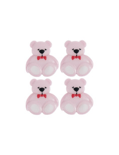 Carte de 4 boutons nournours - Lilas 16 x 18 mm 2