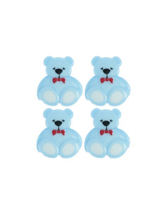 Carte de 4 boutons nounours - Bleu 16 x 18 mm 2