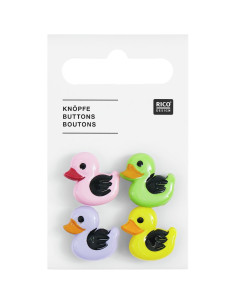 Carte de 4 boutons canards - Multicolore 18 x 19 mm