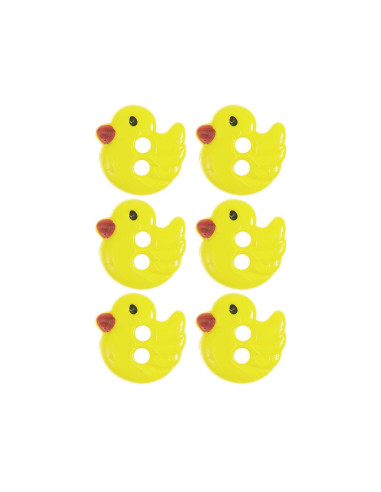 Carte de 6 boutons poussins - Jaune 13 x 12 mm