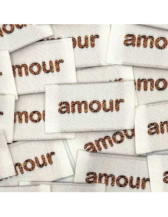 Lot de 5 étiquettes tissées à coudre Amour - Bronze