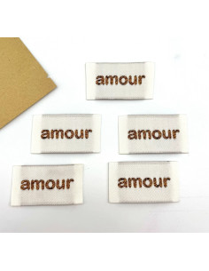 Lot de 5 étiquettes tissées à coudre Amour - Bronze 2