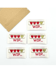 Lot de 5 étiquettes tissées à coudre WIP 2