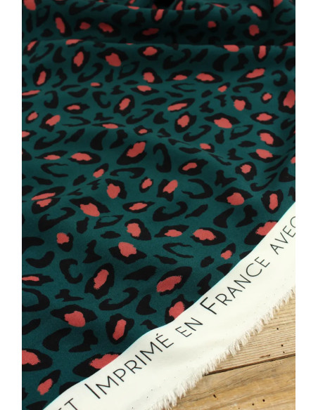 Tissu viscose Bagheera Vert Dark Lagune - Églantine & Zoé
