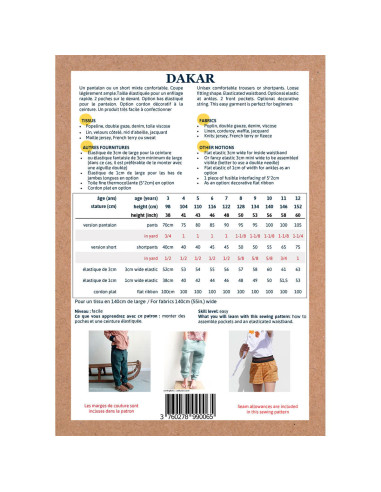 Patron de pantalon et short Dakar - Ikatee