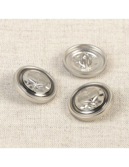 Bouton métal coeur 23 mm - Argent