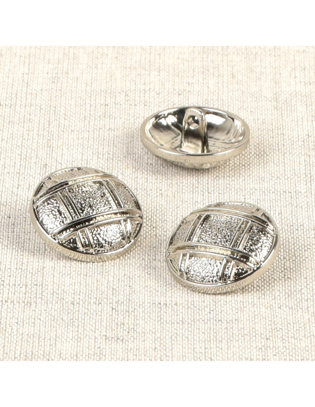 Bouton métal quadrille 20 mm - Argent
