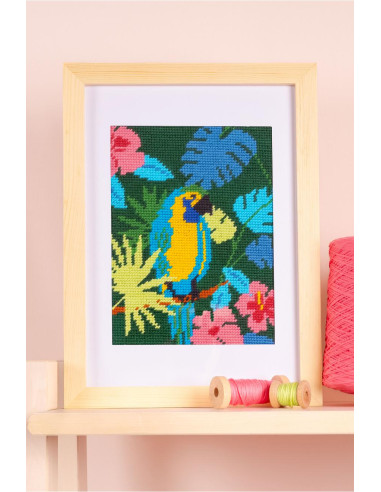 Canevas Pénélope motif perroquet