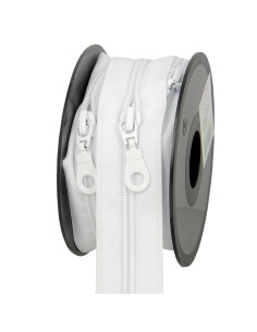 Rouleau de 5 mètres de fermeture nylon 5 mm avec tirettes - Blanc