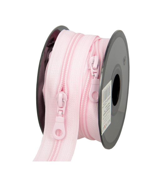 Rouleau de 5 mètres de fermeture nylon 5 mm avec tirettes - Rose