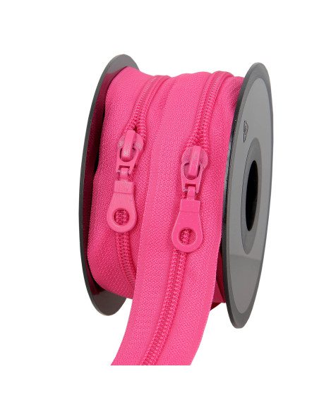 Rouleau de 5 mètres de fermeture nylon 5 mm avec tirettes - Fuchsia