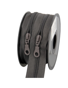 Rouleau de 5 mètres de fermeture nylon 5 mm avec tirettes - Terre