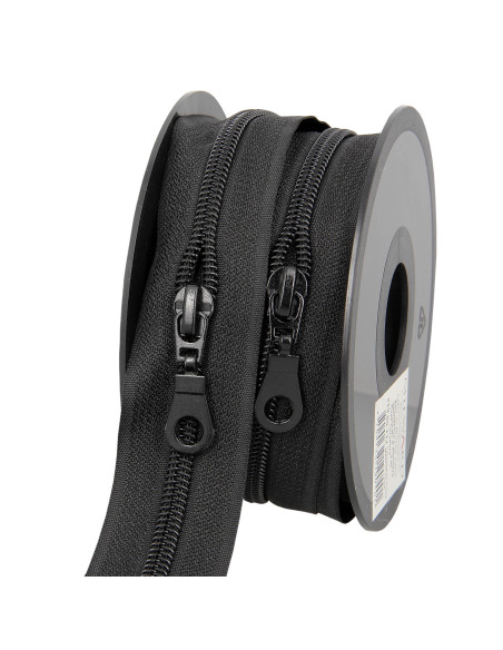 Rouleau de 5 mètres de fermeture nylon 5 mm avec tirettes - Noir