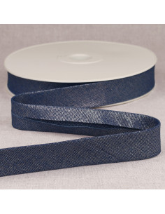 Biais Jean métallisé - Bleu foncé