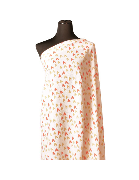 Tissu double gaze de coton - Cœur