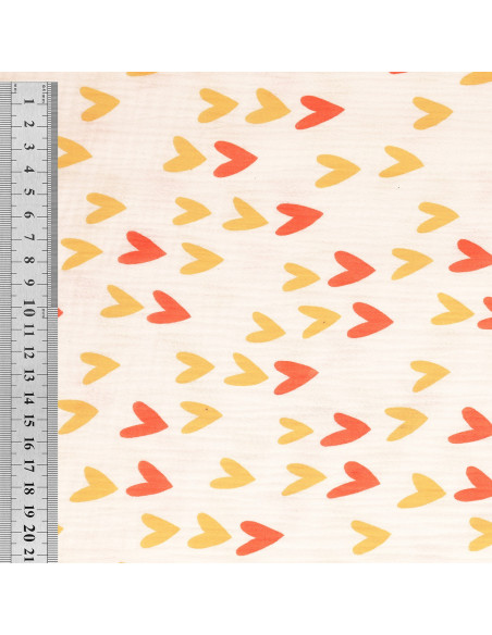 Tissu double gaze de coton - Cœur
