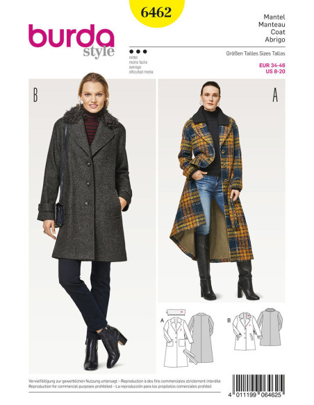 Patron de manteau - Burda 6462