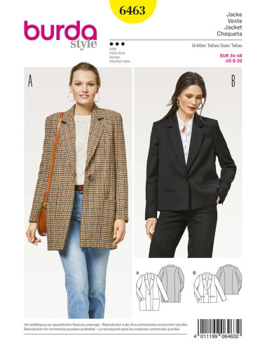 Patron de veste - Burda 6463