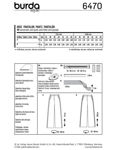 Patron de pantalon - Burda 6470