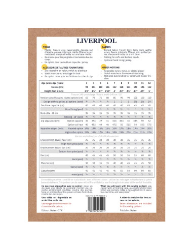 Patron de sweat zippé mixte Liverpool - Ikatee