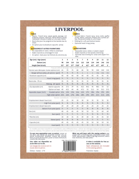 Patron de sweat zippé mixte Liverpool - Ikatee