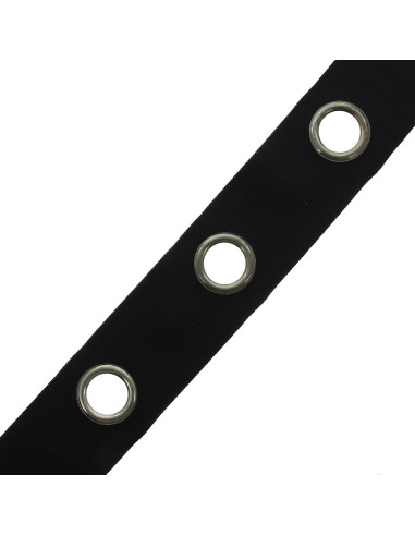 Bande à oeillets argent mat - Noir