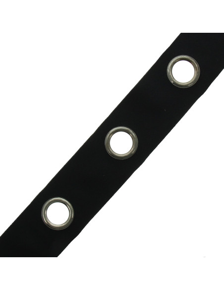 Bande à oeillets argent mat - Noir