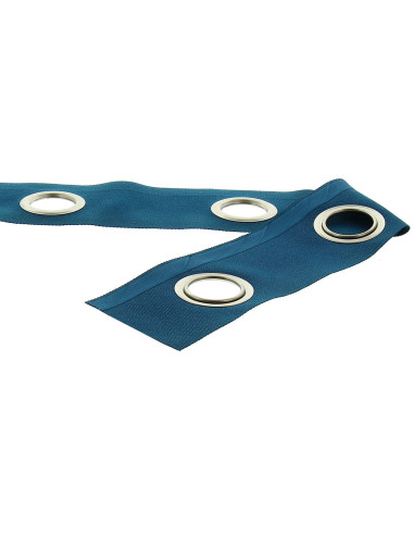 Bande à oeillets argent mat - Bleu canard