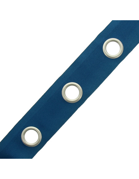 Bande à oeillets argent mat - Bleu canard