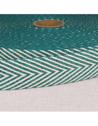 Sangle chinée chevrons - Bleu canard
