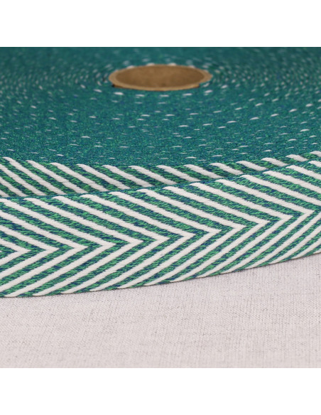 Sangle chinée chevrons - Bleu canard