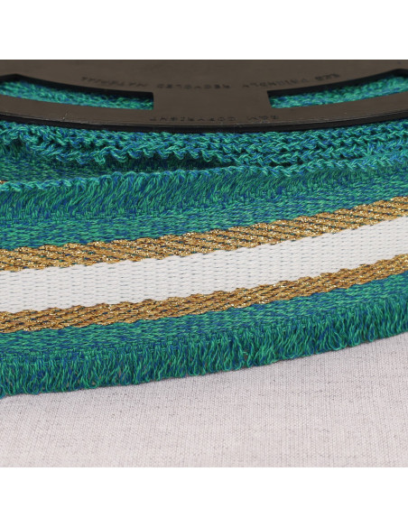 Sangle frangette lurex - Bleu canard