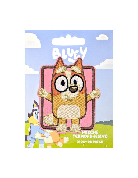 Ecusson brodé Bluey - Bingo fond rose